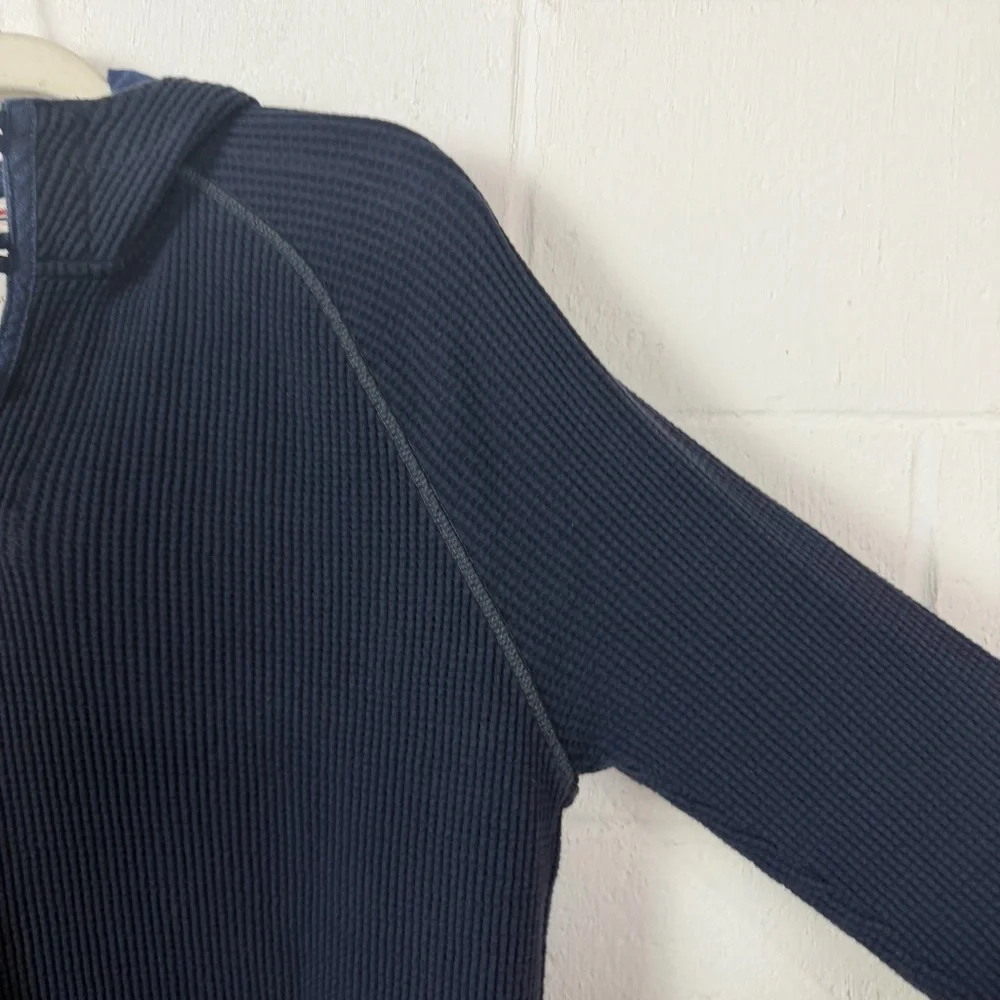 Banana Republic Heritage Collection Henley Waffle Hoodie Blue Y2K Preppy Retro L